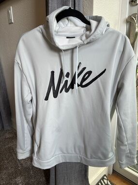 Nike Light Gray Hoodie with Black Script Logo